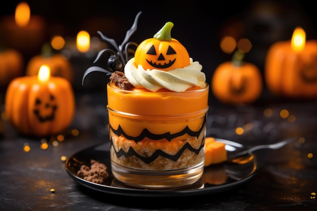 Halloween Desserts Top View of Funny Baked Treats with Pumpkin and Autumn Flavors