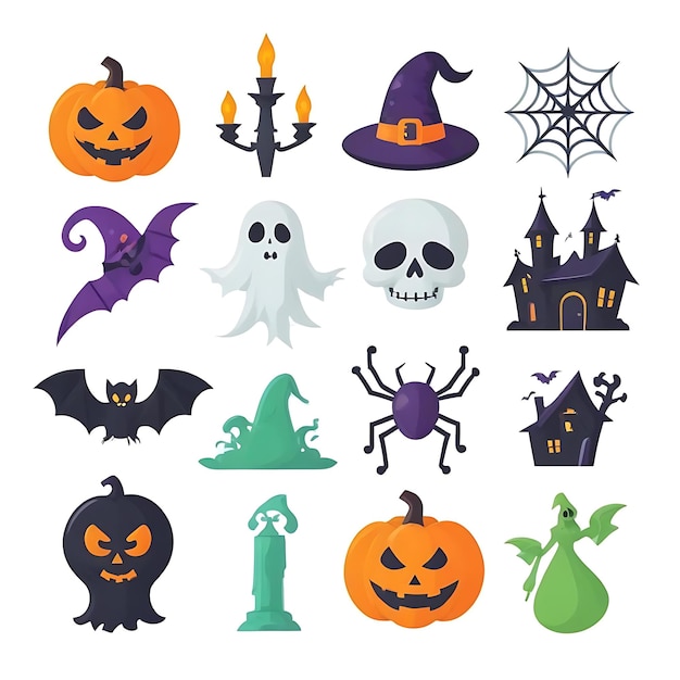 Halloween element collection white background 1