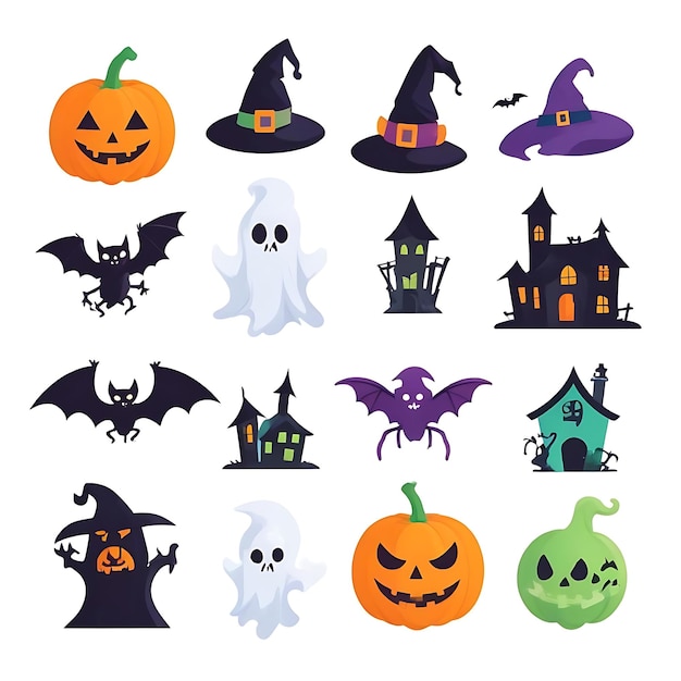 Halloween element collection white background 1