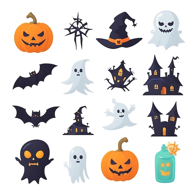 Halloween element collection white background 1