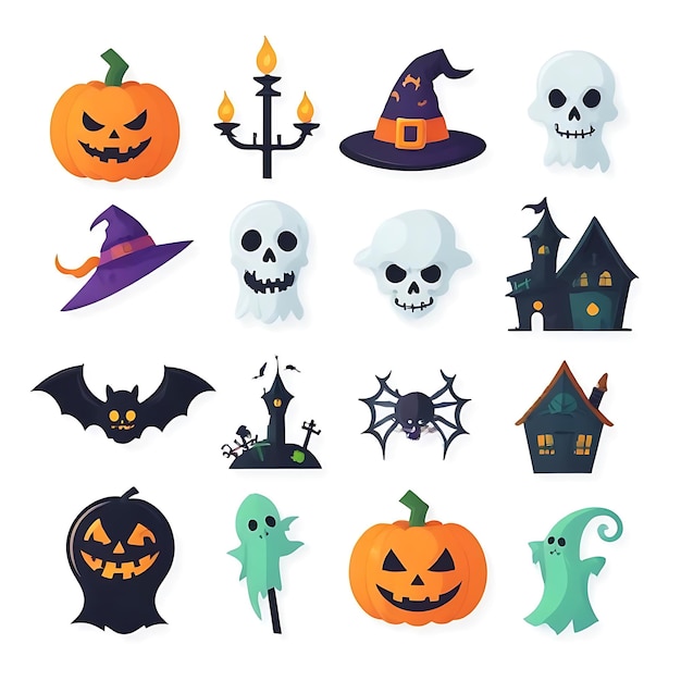 Photo halloween element collection white background 1