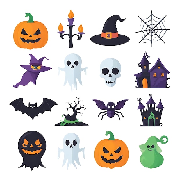 Photo halloween element collection white background 1