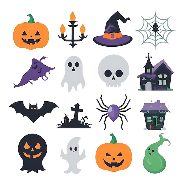 Halloween element collection white background 1