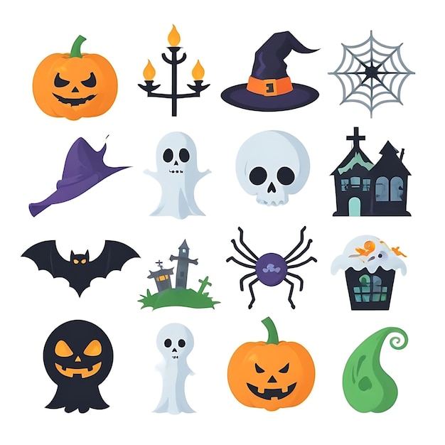 Halloween element collection white background 1