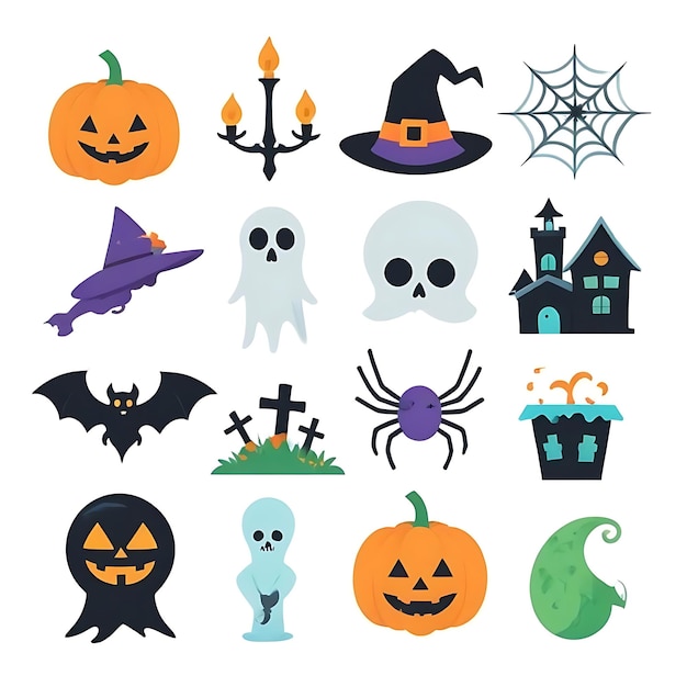 Photo halloween element collection white background 1