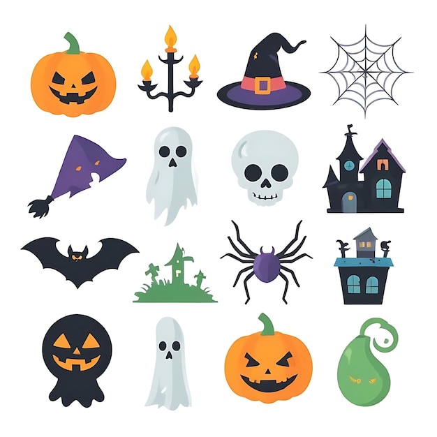 Photo halloween element collection white background 1