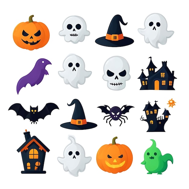 Halloween element collection white background 1