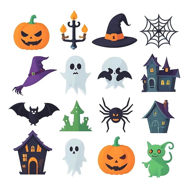 Halloween element collection white background 1