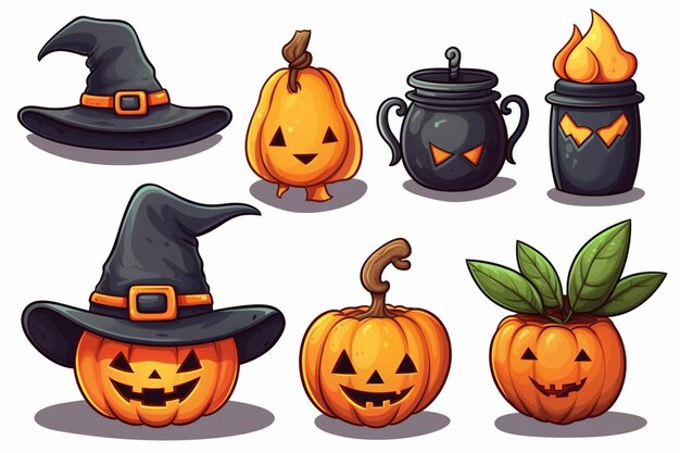 Photo halloween element collection on white background