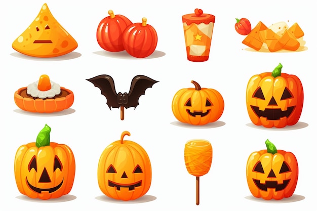 Photo halloween element collection on white background