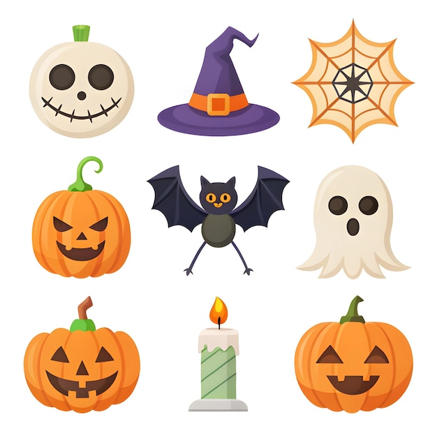 Halloween element collection on white background