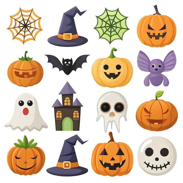 Halloween element collection on white background