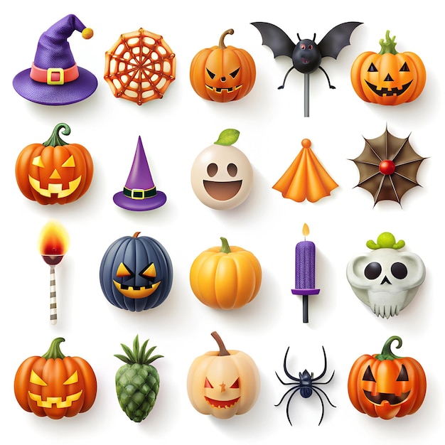 Halloween elements collection isolated on a white background