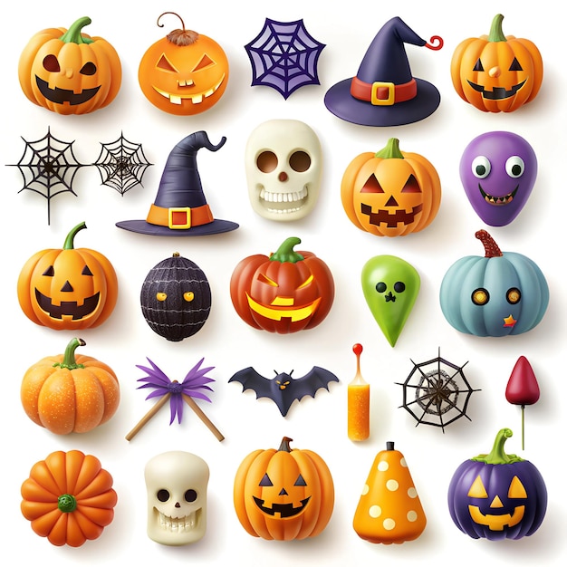 Halloween elements collection isolated on a white background