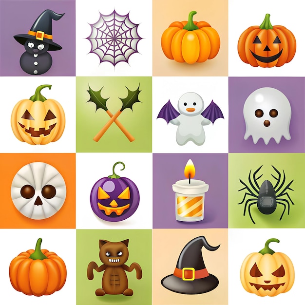 Halloween elements collection isolated on a white background