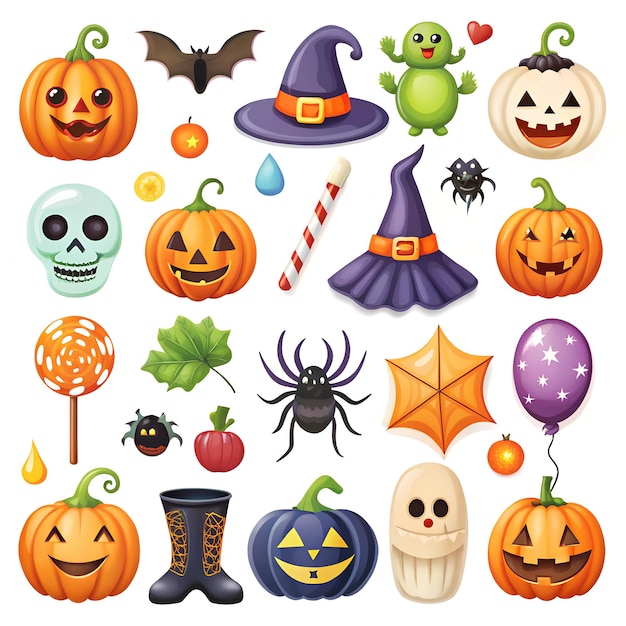 Halloween elements collection isolated on a white background