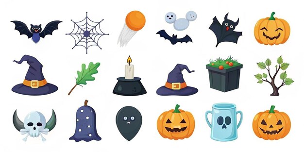 Halloween elements collection on a white background