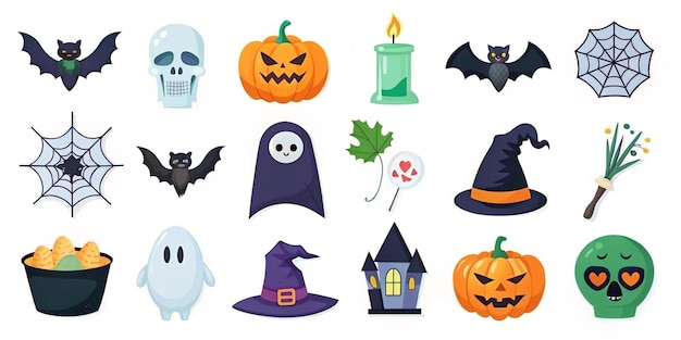 Halloween elements collection on a white background