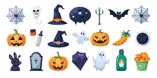 Halloween elements collection on a white background