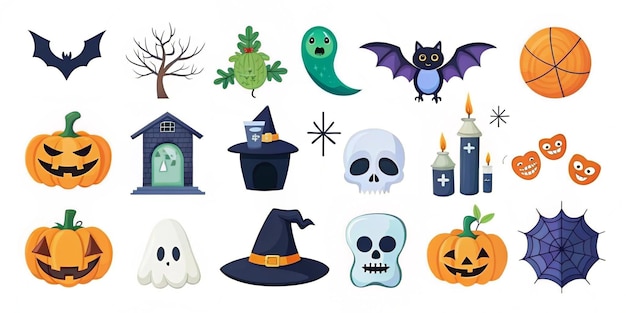 Halloween elements collection on a white background