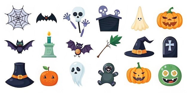 Halloween elements collection on a white background