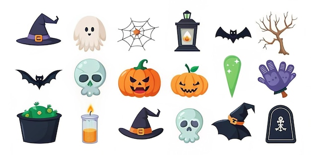 Halloween elements collection on a white background