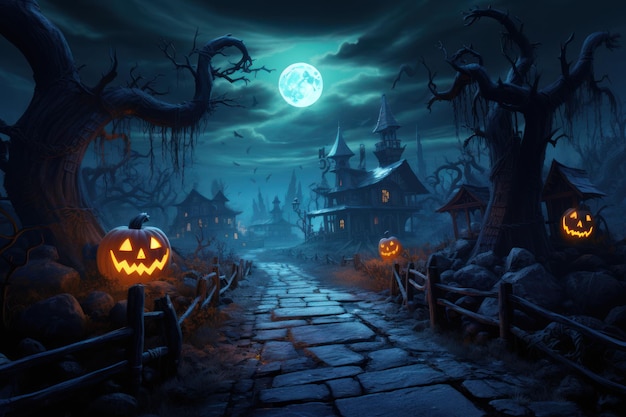 Halloween Event Happy Halloween Halloween spooky background scary pumpkins scene Generative AI