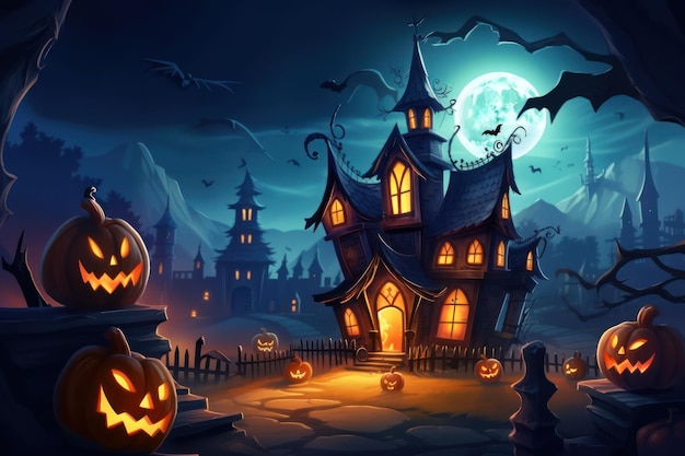 Halloween Event Happy Halloween Halloween spooky background scary pumpkins scene Generative AI