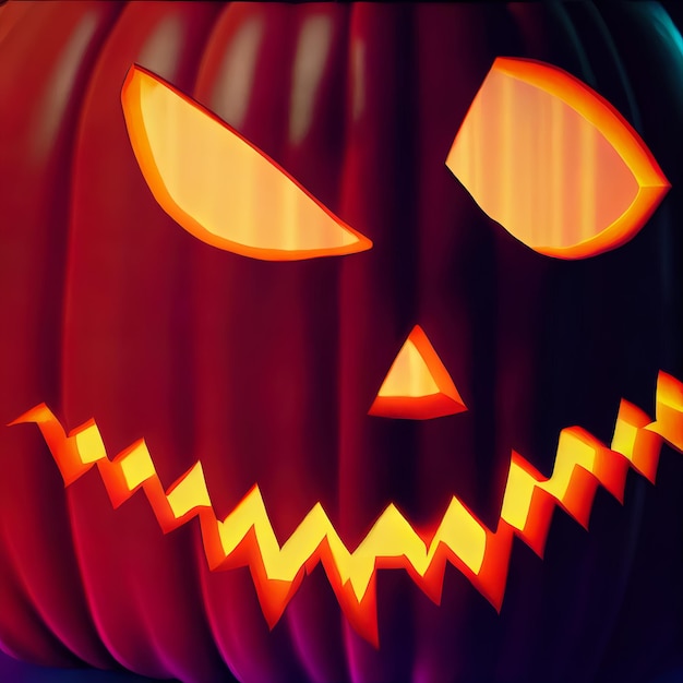 Halloween evil pumpkin cartoon illustration evil pumpkin face