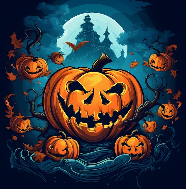 Halloween Evil pumpkins Halloween background Happy Halloween Pumpkin Evil Face