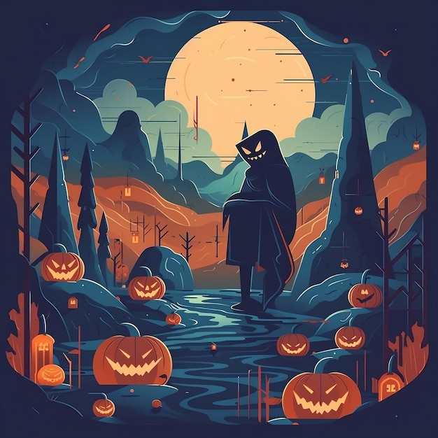 Halloween flat illustration with isolated background