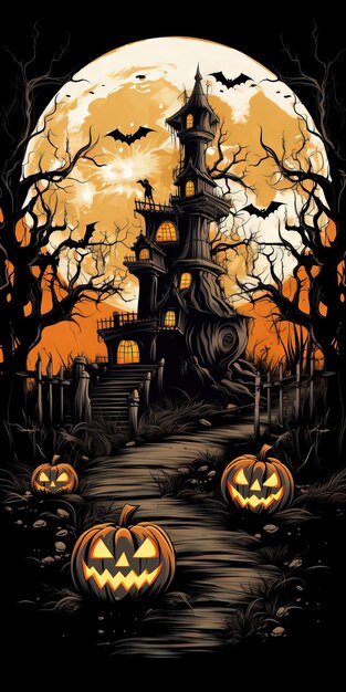 halloween frame wood frame halloween illustration Ai generated high resolution Halloween illustration on white background