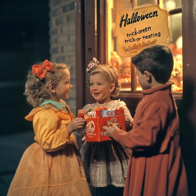 Halloween Fun Kids in Costumes Enjoying the TrickorTreat Experience