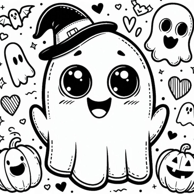 Halloween ghost coloring page ai generated