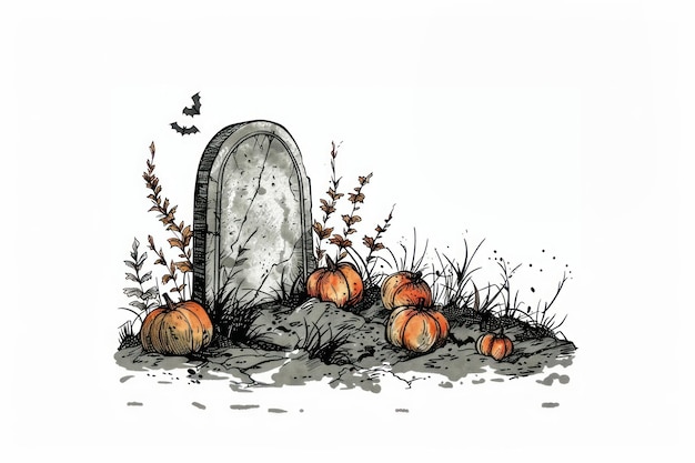 Photo halloween graveyard pumpkins illustration