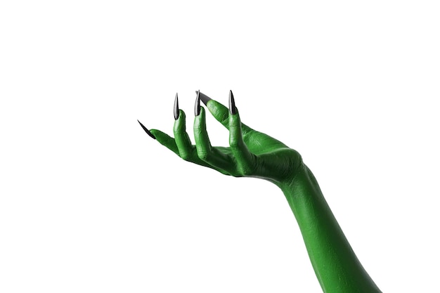 Halloween green color of witches evil or zombie monster hand isolated on white background