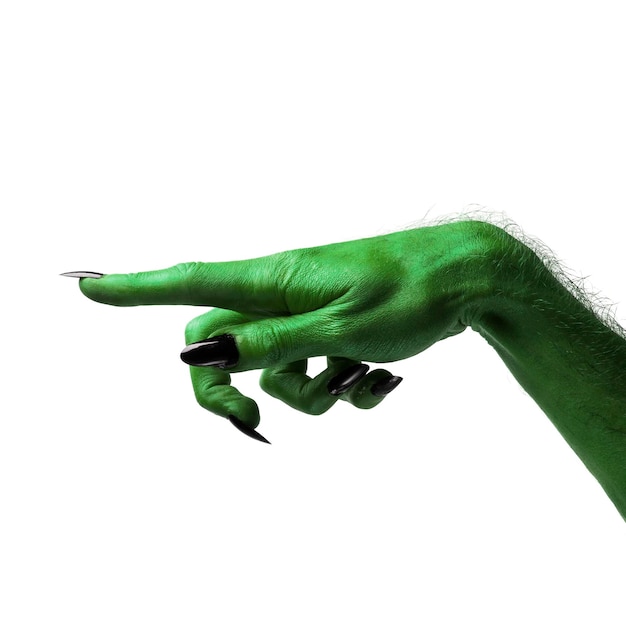 Halloween green witches or zombie monster hand