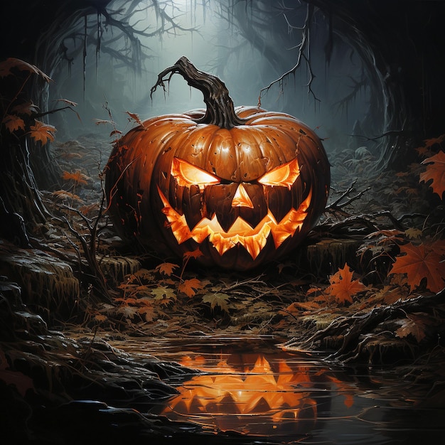 Halloween hallowdeath creepy pumpkin autumn background scary scene