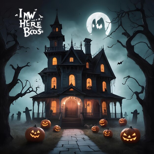 Halloween Haunted House Background Illustration