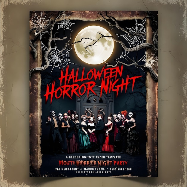 Photo halloween horror night party social media post and flyer template