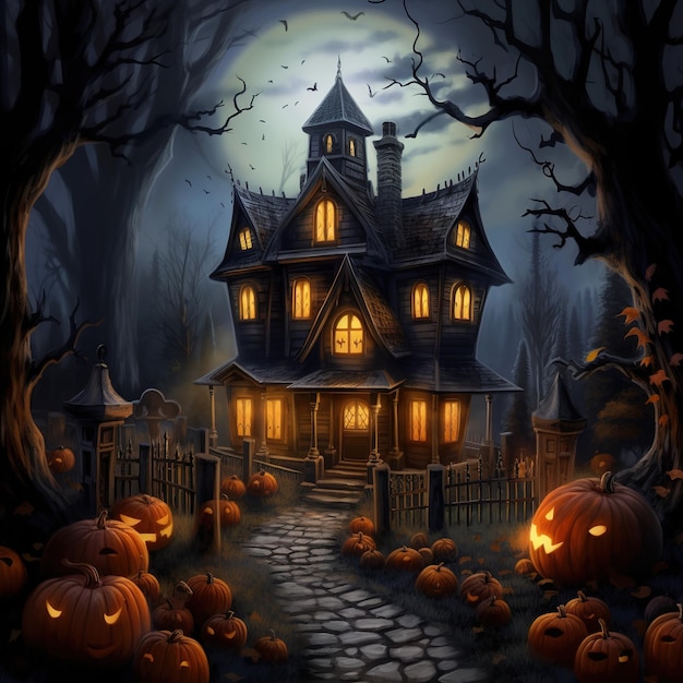 halloween house illustration