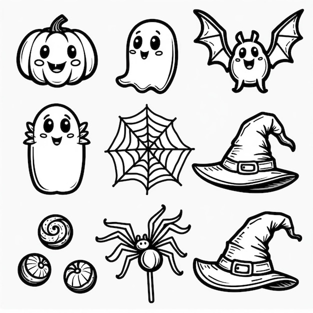 Photo halloween icon set spooky designs