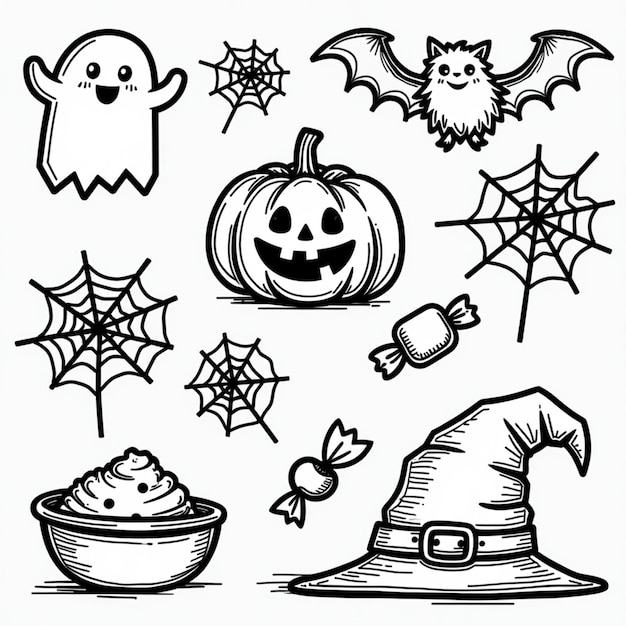 Photo halloween icon set spooky designs