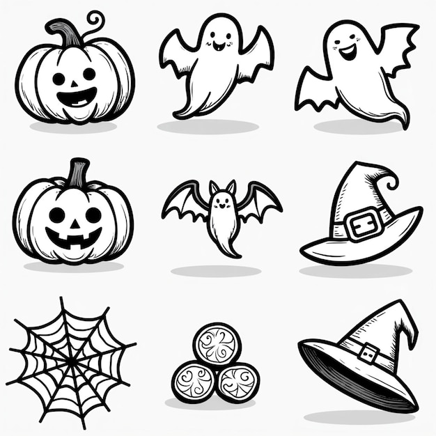 Halloween Icon Set Spooky Designs