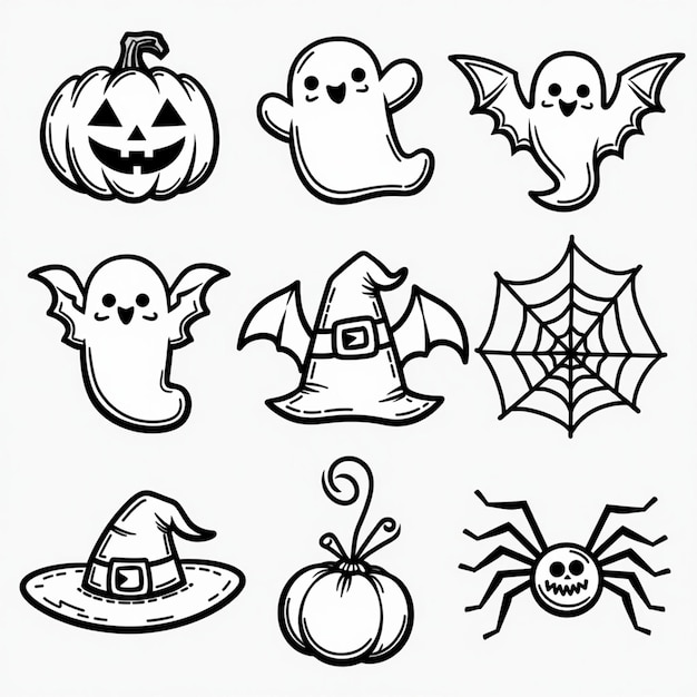 Photo halloween icon set spooky designs