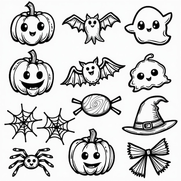 Photo halloween icon set spooky designs