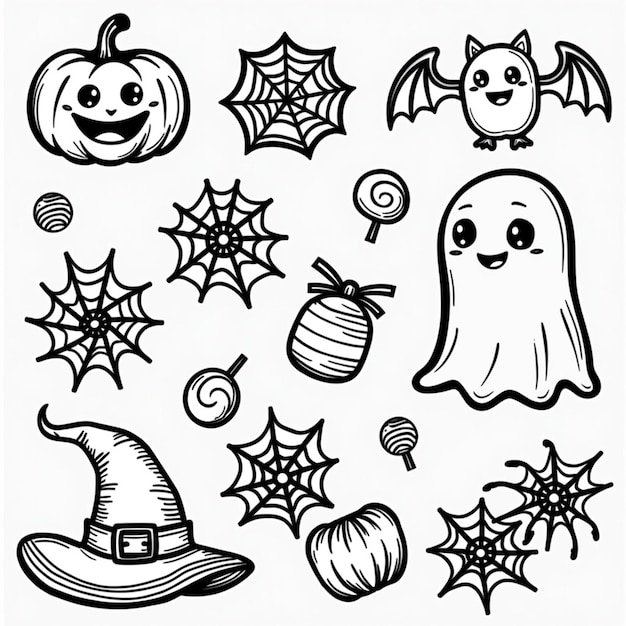 Photo halloween icon set spooky designs