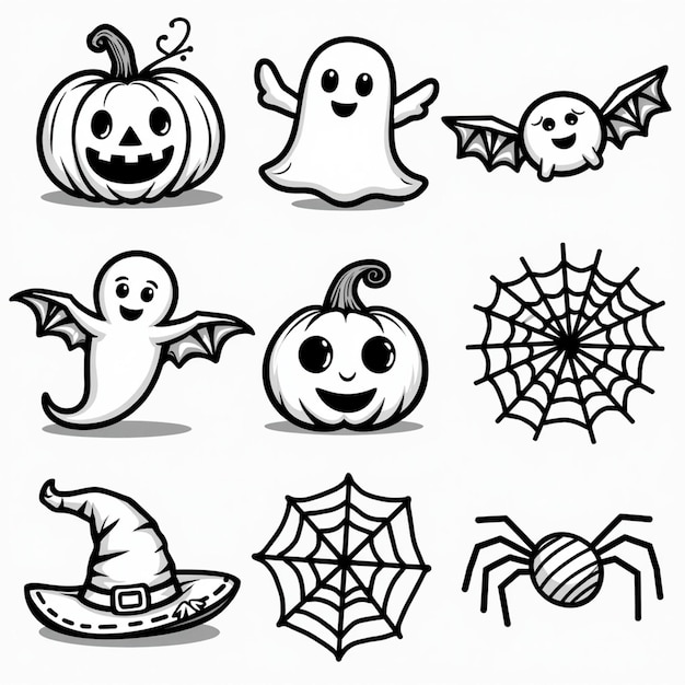 Halloween Icon Set Spooky Designs