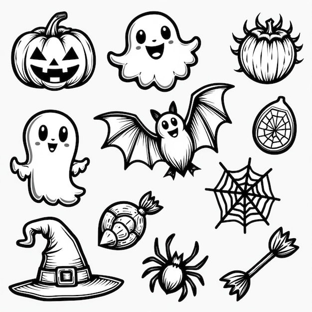 Photo halloween icon set spooky designs