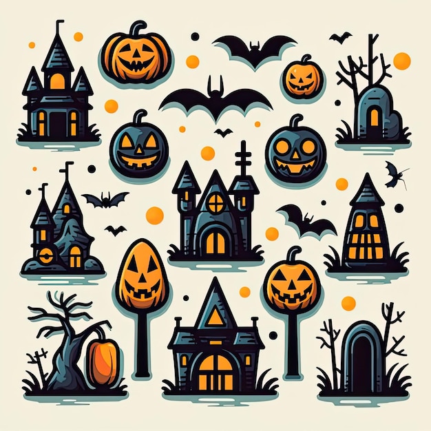 Halloween icons illustration